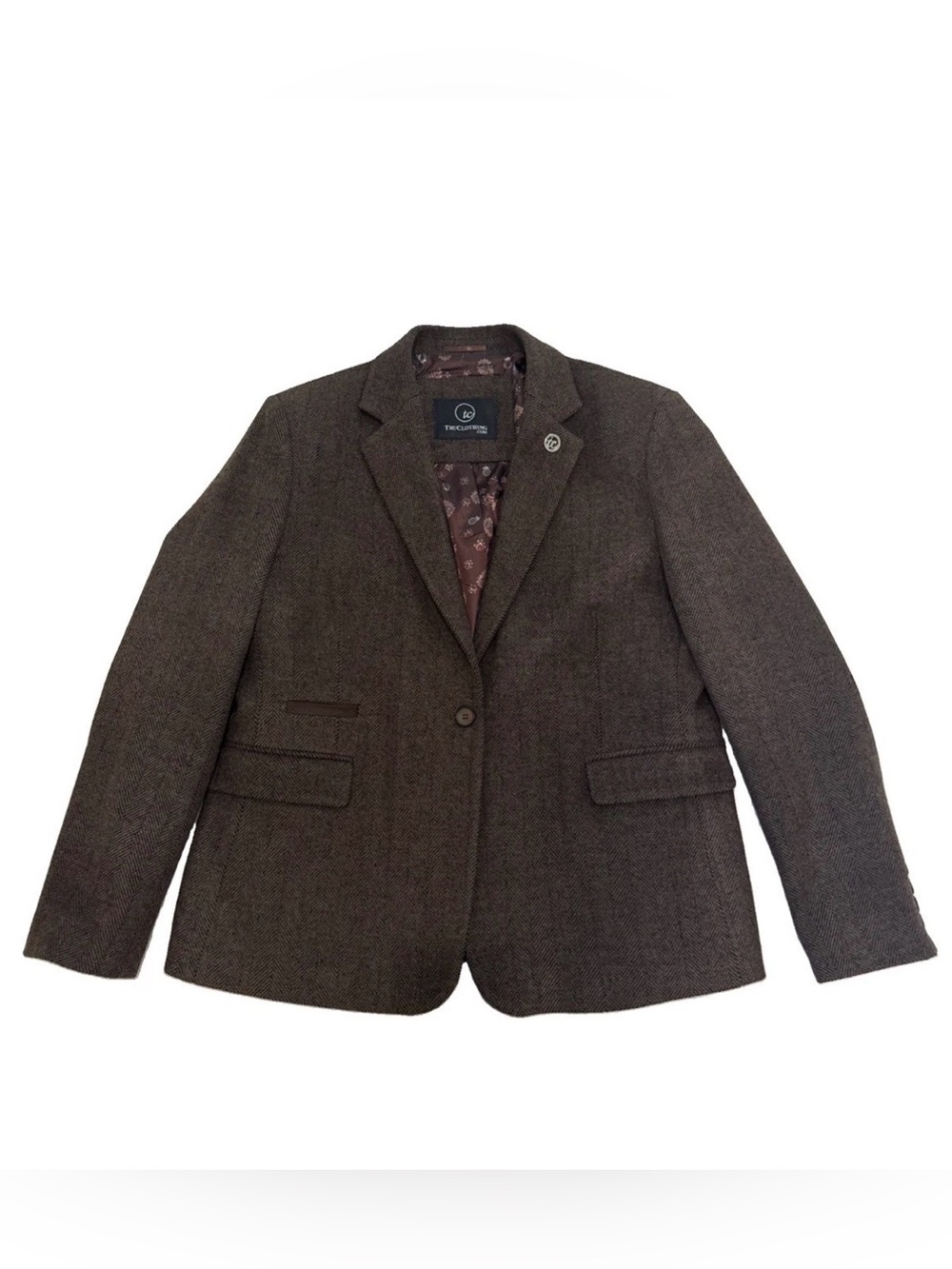 TruClothing Co UK Brown Black Soft Herringbone Tweed Blazer Sz 12 US Academia
